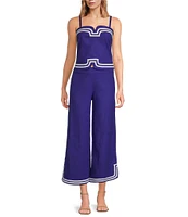 Trina Turk Avignon Stretch Linen Square Neck Sleeveless Coordinating Top