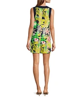 Trina Turk Bev Boca Blooms Round Neck Sleeveless Cutout Mini Dress