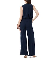 Trina Turk Bleecker Georgette High Cowl Neck Sleeveless Wide Leg Jumpsuit