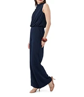 Trina Turk Bleecker Georgette High Cowl Neck Sleeveless Wide Leg Jumpsuit