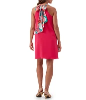 Trina Turk Bonbon Double Georgette Halter Neck Tie Back Dress