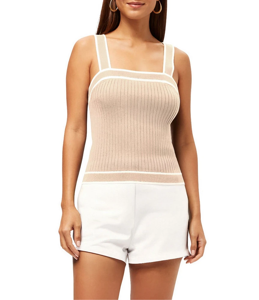 Trina Turk Break Point Stripe Square Neck Sleeveless Cami