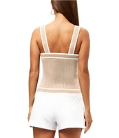 Trina Turk Break Point Stripe Square Neck Sleeveless Cami