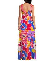 Trina Turk Cami Soie Paradise Floral Print Square Neck Sleeveless Maxi Dress