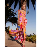 Trina Turk Cami Soie Paradise Floral Print Square Neck Sleeveless Maxi Dress