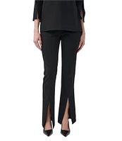 Trina Turk Carine Crepe Knit Flat Front Kick Flare Slit Hem Pant