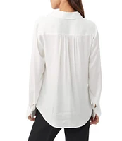 Trina Turk Cassavetes Stretch Silk Satin Point Collar Long Sleeve Button Front Top