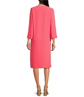 Trina Turk Catamaran Georgette Lace Up V-Neck Long Sleeve Dress