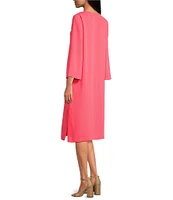 Trina Turk Catamaran Georgette Lace Up V-Neck Long Sleeve Dress
