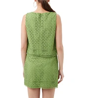 Trina Turk Cayley Geometric Lace Boat Neck Sleeveless Coordinating Boxy Top