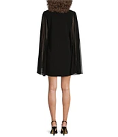 Trina Turk Celestina Crepe Knit V-Neck Long Split Sleeve Mini Dress