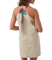 Trina Turk Chatone Stretch Linen Blend Halter Scarf Neck Sleeveless Top