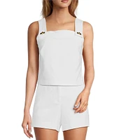 Trina Turk Cherrey Geometric Jacquard Square Neck Sleeveless Cooridinating Top