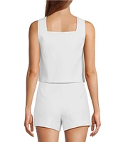 Trina Turk Cherrey Geometric Jacquard Square Neck Sleeveless Cooridinating Top