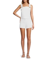 Trina Turk Cherrey Geometric Jacquard Square Neck Sleeveless Cooridinating Top