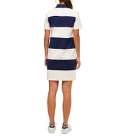 Trina Turk Conners Cozy Ponte Stripe Point Collar Short Sleeve Dress