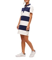 Trina Turk Conners Cozy Ponte Stripe Point Collar Short Sleeve Dress
