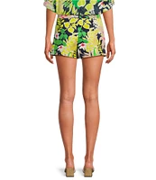 Trina Turk Corbin 2 Tropical Coordinating Bi Stretch Mid Rise Side Pocket Shorts