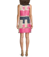 Trina Turk Creosote Color Block Jacquard Square Neck Sleeveless Shift Dress