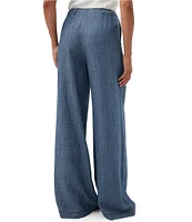 Trina Turk Dans Chambray High Rise Wide Leg Pleated Pants
