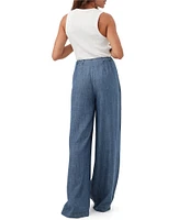 Trina Turk Dans Chambray High Rise Wide Leg Pleated Pants
