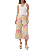 Trina Turk Diona Umbrella Jacquard Mid-Rise Wide Leg Crop Pants