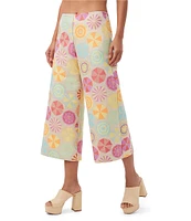 Trina Turk Diona Umbrella Jacquard Mid-Rise Wide Leg Crop Pants