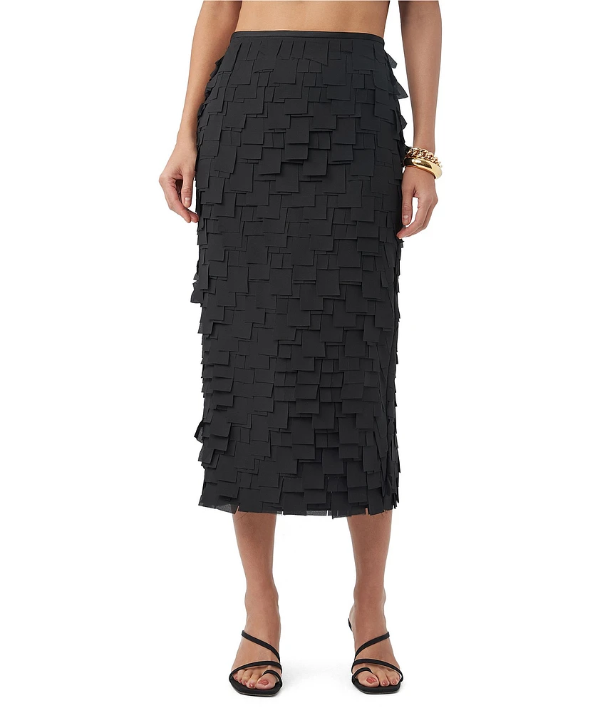 Trina Turk Dita Novelty Square Fringe High Waist Pencil Skirt