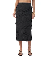 Trina Turk Dita Novelty Square Fringe High Waist Pencil Skirt