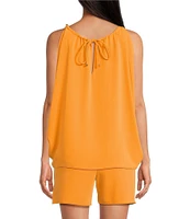 Trina Turk Double Georgette Scoop Neck Sleeveless Gold Hardware Top