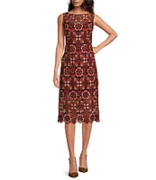 Trina Turk Eleanor 2 Woven Lace Bateau Neck Sleeveless Sheath Dress