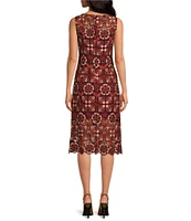 Trina Turk Eleanor 2 Woven Lace Bateau Neck Sleeveless Sheath Dress