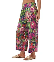 Trina Turk Estella Floral Print Flat Front Straight Leg Cropped Pants
