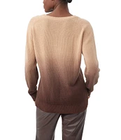 Trina Turk Evangeline Cashmere V-Neck Long Sleeve Ribbed Trim Sweater