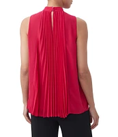 Trina Turk Farasha Georgette Mock Neck Sleeveless Pleated Panel Top