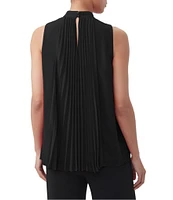 Trina Turk Farasha Georgette Mock Neck Sleeveless Pleated Panel Top