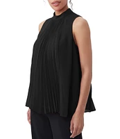 Trina Turk Farasha Georgette Mock Neck Sleeveless Pleated Panel Top