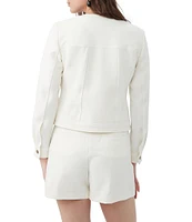 Trina Turk Gail Pique Round Neck Long Sleeve Jacket