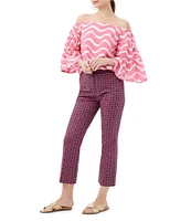 Trina Turk Garnish Printed Off-The-Shoulder 3/4 Bell Sleeve Top