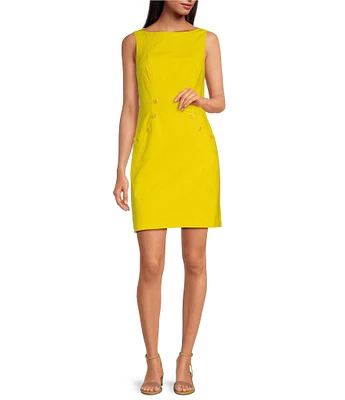 Trina Turk Geometric Jacquard Boat Neck Sleeveless Sheath Dress