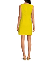 Trina Turk Geometric Jacquard Boat Neck Sleeveless Sheath Dress