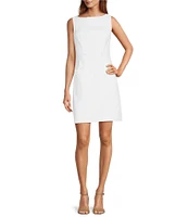 Trina Turk Geometric Jacquard Boat Neck Sleeveless Sheath Dress