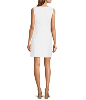 Trina Turk Geometric Jacquard Boat Neck Sleeveless Sheath Dress