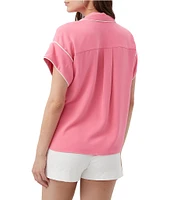 Trina Turk Gideon Notch Collar Short Sleeve Button Front Shirt
