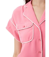 Trina Turk Gideon Notch Collar Short Sleeve Button Front Shirt