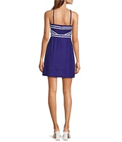 Trina Turk Grasse Stretch Linen Halter Neck Sleeveless Side Cutout Dress
