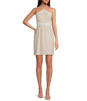 Trina Turk Grasse Stretch Linen Halter Neck Sleeveless Side Cutout Dress