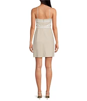 Trina Turk Grasse Stretch Linen Halter Neck Sleeveless Side Cutout Dress