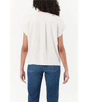 Trina Turk Hasil Georgette Zip Round Neck Short Sleeve Blouse