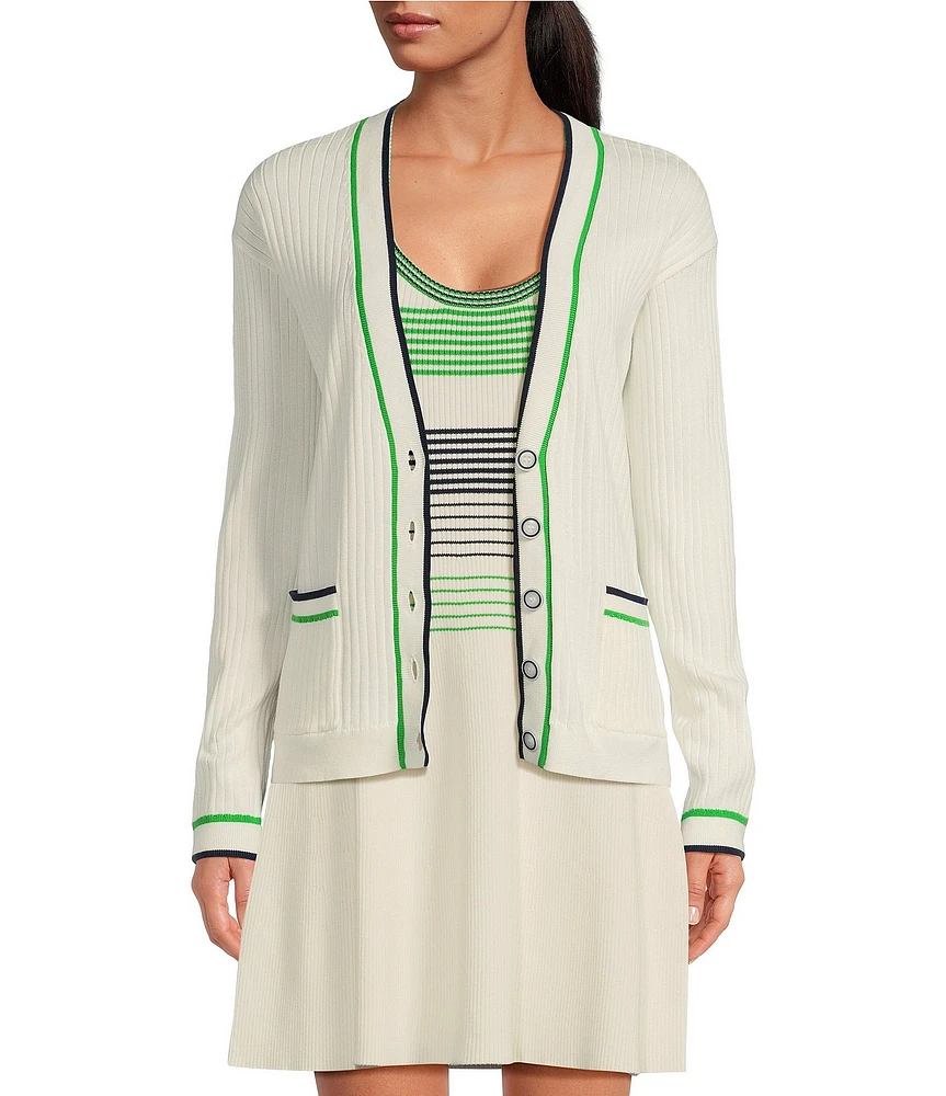 Trina Turk Henin V-Neck Long Sleeve Button Front Cardigan